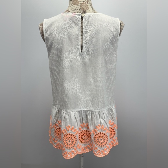 LILLY PULITZER White and Orange embroidered LILLIANA peplum Top size M - Picture 5 of 15